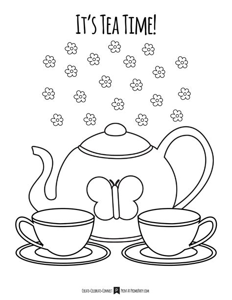 free printable tea party coloring pages