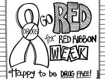 free red ribbon week coloring pages