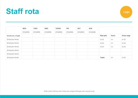 Free Staff Rota Template