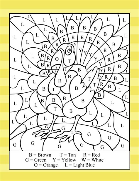 free thanksgiving color by number