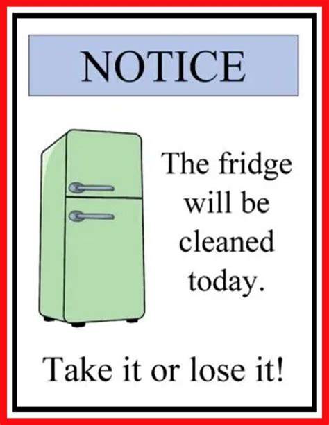 fridge cleanout sign