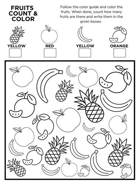 fruits coloring worksheet