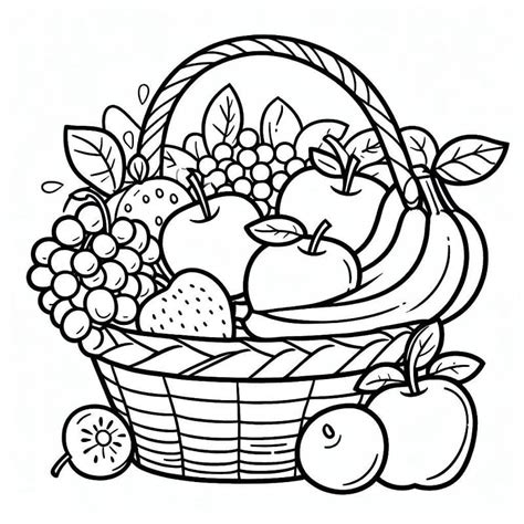 fruits in a basket coloring pages