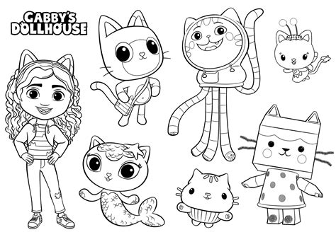 gabby's dollhouse coloring pages pdf