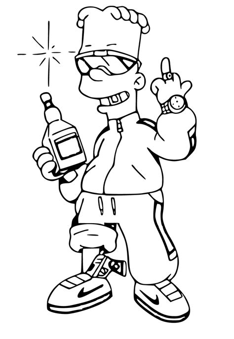 gangsta bart simpson coloring pages