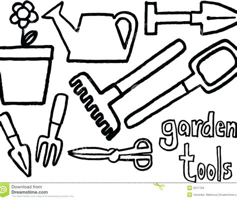 garden tools coloring pages