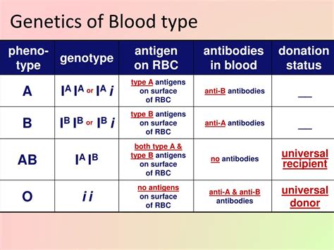 Genetic Blood Types Chart