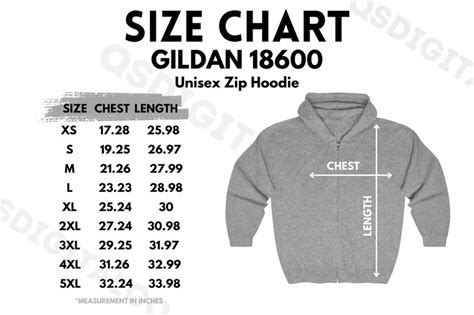 Gildan 18600 Size Chart