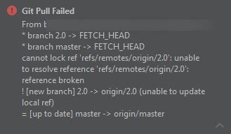 git pull fails unable to resolve reference unable to update local ref