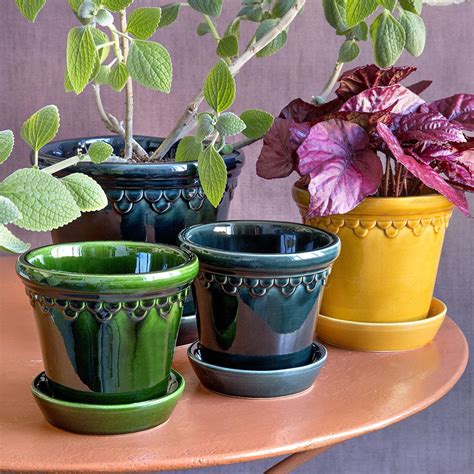 glazed flower pots