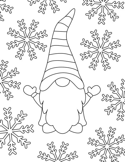 gnome christmas coloring pages