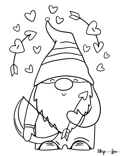 gnome valentine coloring pages