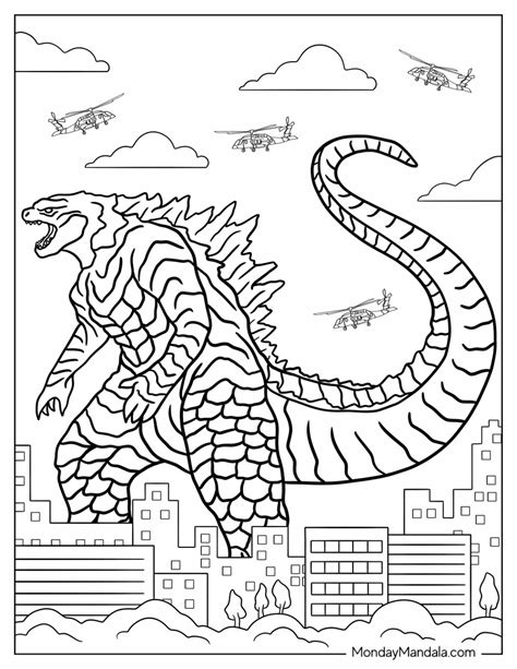 godzilla colouring pages
