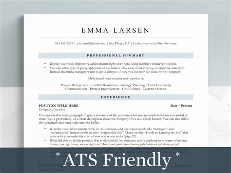 Google Docs Resume Template Ats Friendly Free