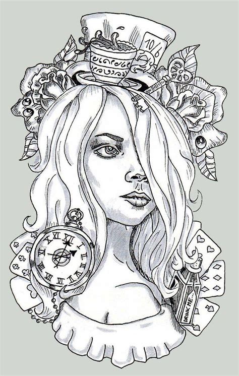 gothic alice in wonderland coloring pages
