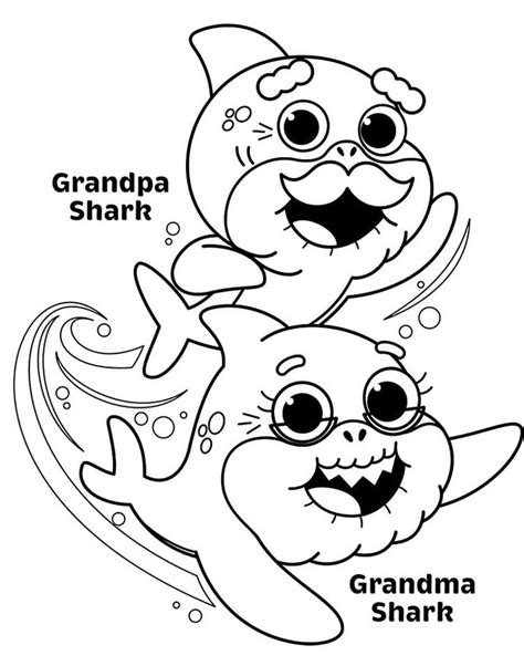 grandpa shark coloring pages