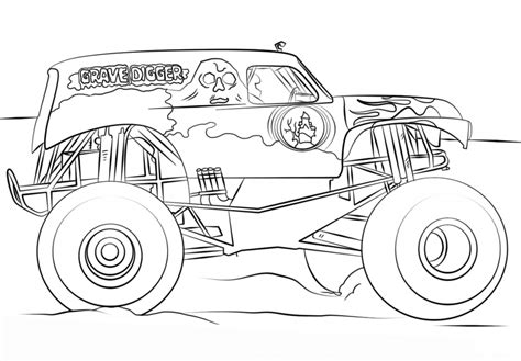 grave digger monster jam monster truck coloring pages