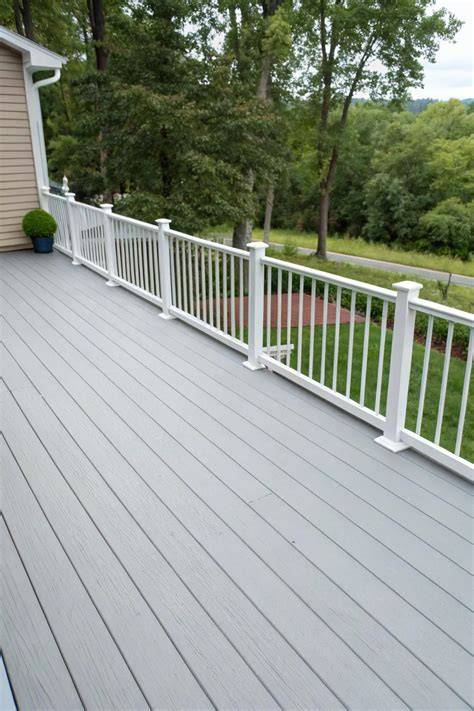 gray deck with white railing