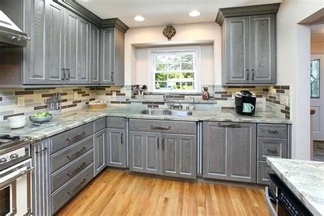 gray stained oak cabinets