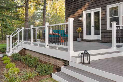 grey deck white railing