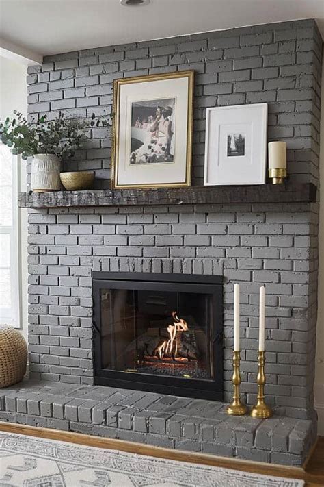 grey fireplace brick
