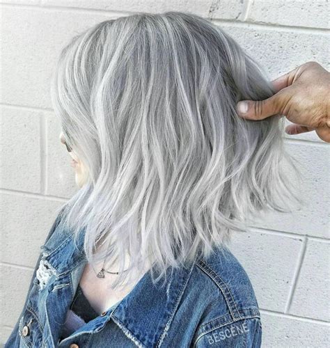 grey silver balayage short hair