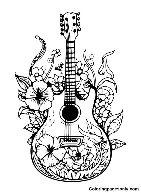 guitar coloring pages for adults