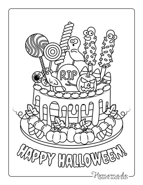 halloween cake coloring pages