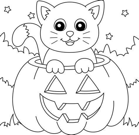 halloween cat and pumpkin coloring pages