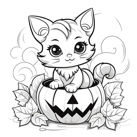 halloween cat and pumpkin coloring pages