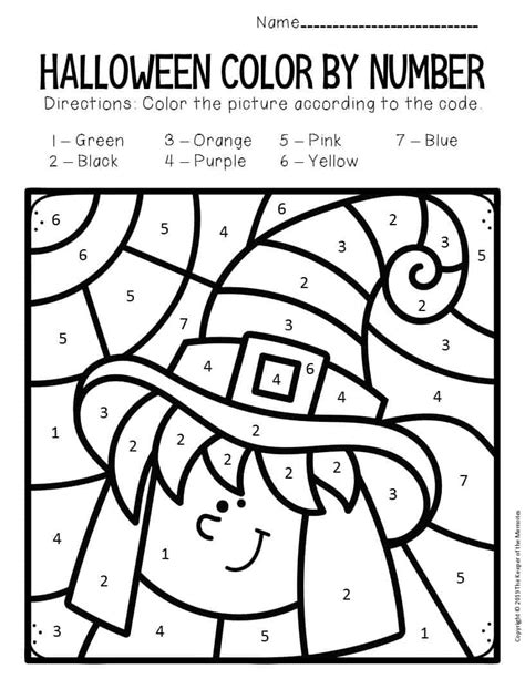 halloween color by number for preschool