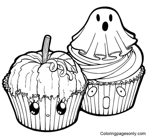 halloween cupcake coloring pages