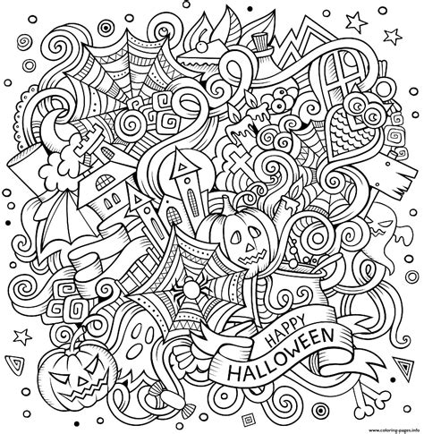 halloween doodle coloring pages