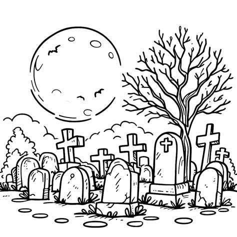 halloween graveyard coloring pages