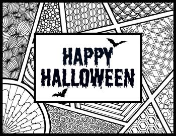 halloween zentangle coloring pages