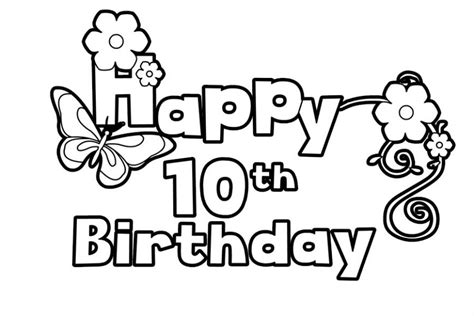happy 10th birthday coloring pages
