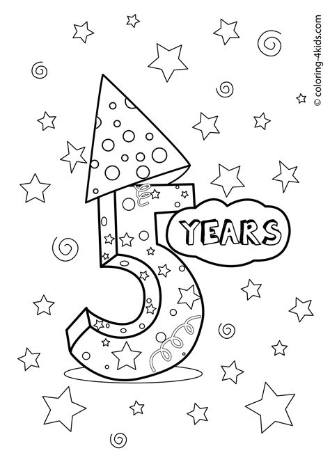 happy 5th birthday coloring pages