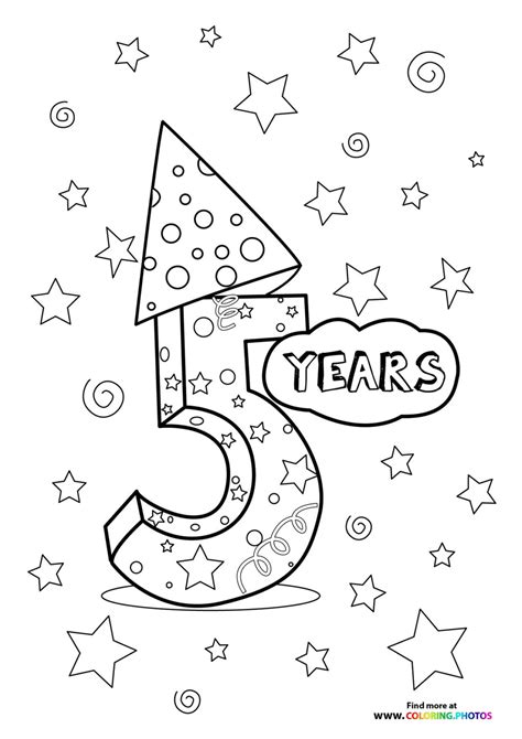 happy 5th birthday coloring pages