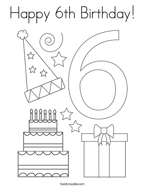 happy 6th birthday coloring pages