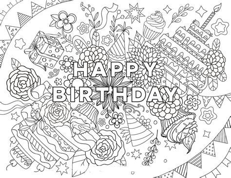 happy birthday adult coloring page