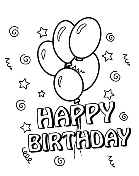 happy birthday coloring pages free