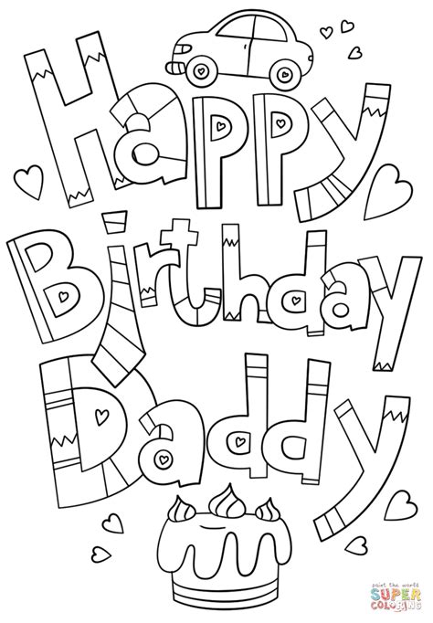 happy birthday dad coloring card