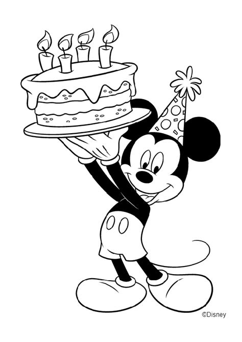 happy birthday mickey mouse coloring pages
