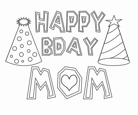 happy birthday mom card to color