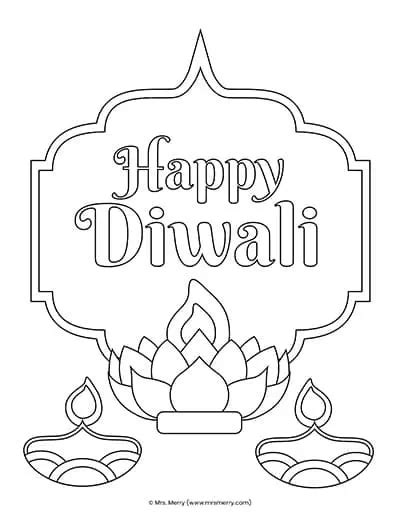 happy diwali colouring pages