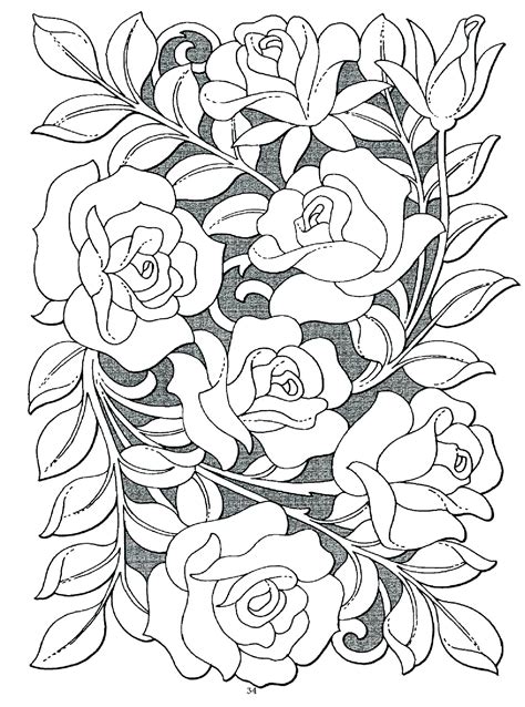 hard rose coloring pages
