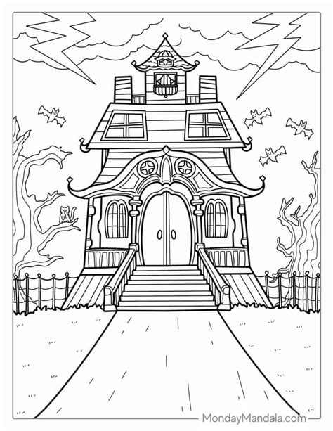 haunted house coloring sheet