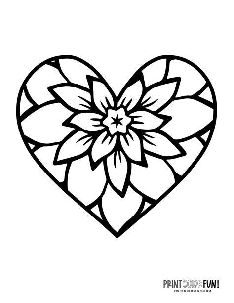 heart and flower coloring pages