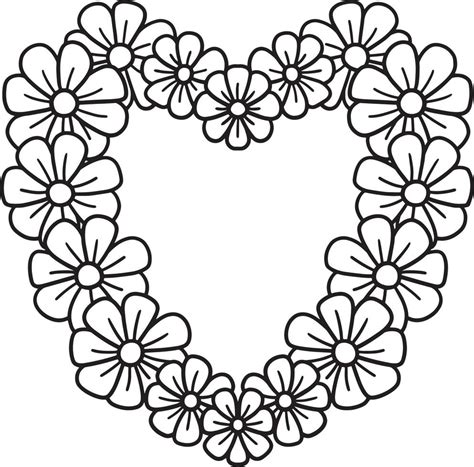 heart flower coloring page