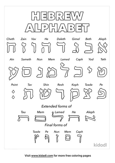 hebrew alphabet coloring pages